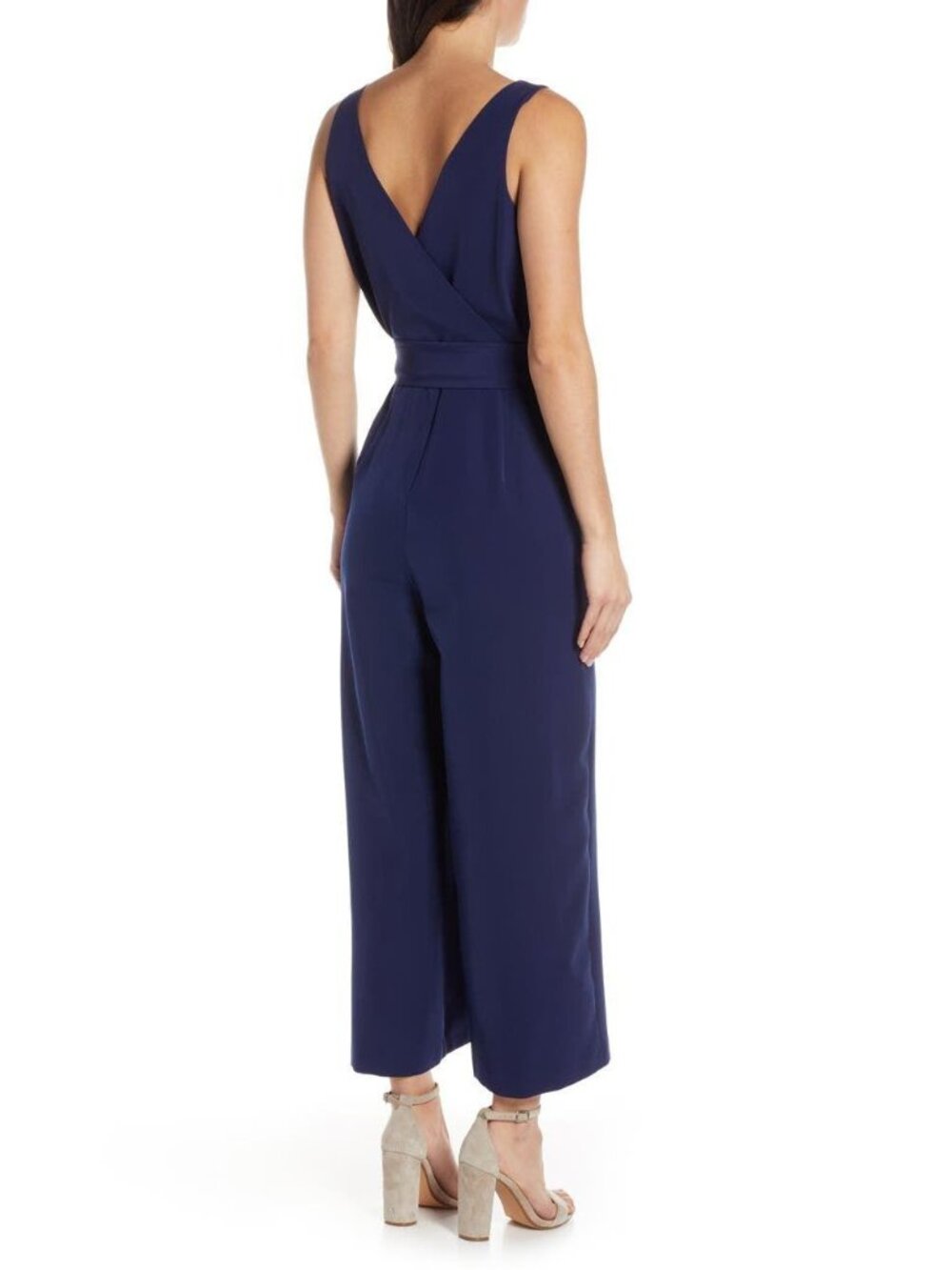 🆕 SAM EDELMAN V-Neck Wide Leg Jumpsuit Navy Blue 8 - Picture 2 of 8